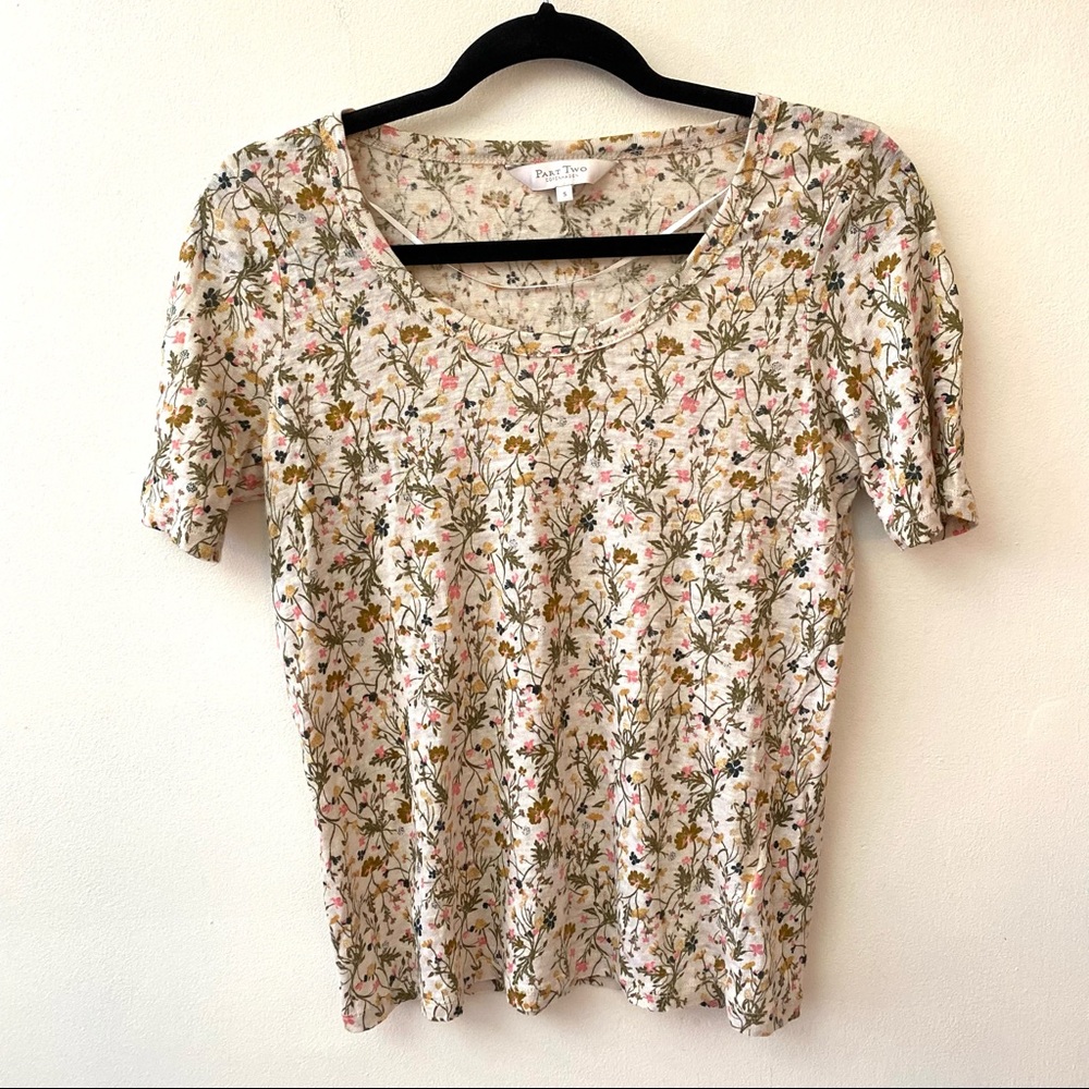 Part Two Copenhagen floral linen Ivala PW shirt size small